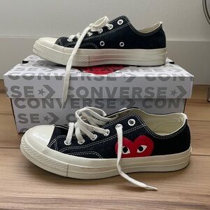 Size 6.5 men 8.5 women Converse Comme des Garçons Play x Chuck 70 2015 Low Black
